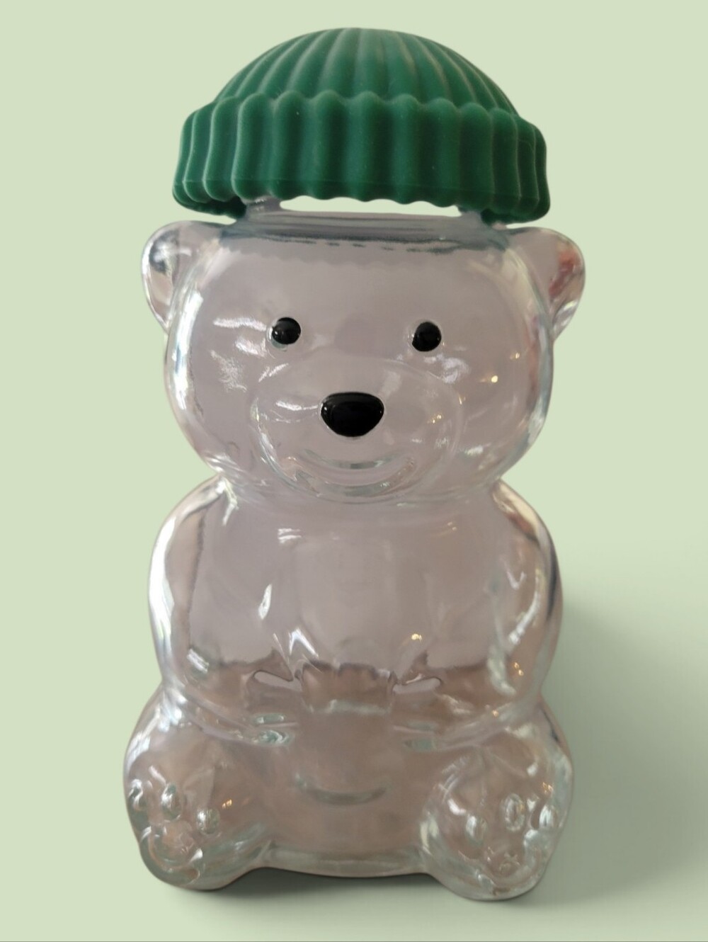 Glass Bear Tumbler with Green Cap-16oz